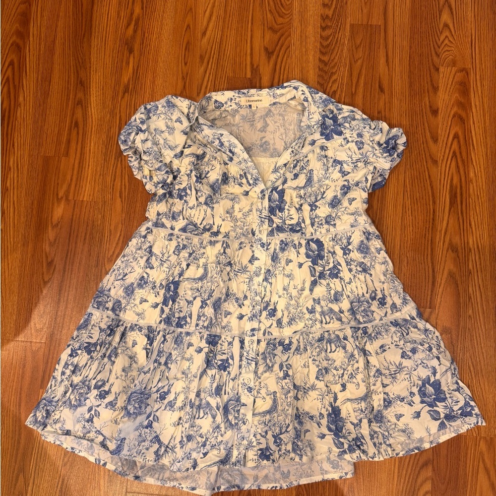 Floral Blue and White Kids Shirt